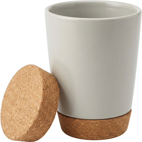 Gbwkn Double-Wall Ceramic Water Cup with Removable Cork Base 12 oz Mist Gray - Product view